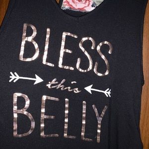 Hot Gal Maternity Tank Top Black, Gold and Floral